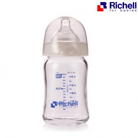 ขวดนมแก้ว ปากกว้าง Richell Wide-neck Glass Bottle 150 ml